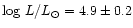 $\log\, L/L_{\odot} = 4.9\pm0.2$