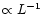 $\propto L^{-1}$