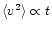 $\langle v^2 \rangle \propto t$