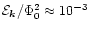 ${\cal{E}}_{\vec{k}}/\Phi_0^2 \approx 10^{-3}$