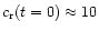 $c_{\rm r} (t=0) \approx
10$