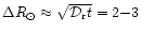 $\Delta R_\odot
\approx \sqrt{{\cal D}_{\rm r} t} = 2{-}3$