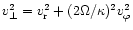 $v_\perp^2 =
v_{\rm r}^2 +(2\Omega/\kappa)^2 v_\varphi^2$