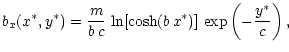$\displaystyle b_x (x^\ast, y^\ast)= {m \over b \, c} \, \ln [\cosh (b \, x^\ast)] \,
\exp \left(- { y^\ast \over c} \right),$