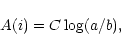 \begin{displaymath}A(i)=C\log(a/b),\end{displaymath}