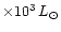 $\times 10^3\,L_\odot$