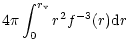 $\displaystyle 4 \pi \int_0^{r_{\rm v}} r^2
f^{-3}(r) {\rm d}r$