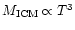 $M_{\rm ICM}
\propto T^3$