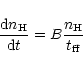 \begin{displaymath}
\frac{{\rm d}n_{{\rm H}}}{{\rm d}t}=B\frac{n_{{\rm H}}}{t_{{\rm ff}}}
\end{displaymath}