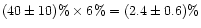 $(40\pm10)\%\times6\%=(2.4\pm0.6)\%$