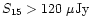 $S_{15}>120~\mu {\rm Jy}$