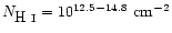 $N_{\mbox{H~{\sc i}}} = 10^{12.5-14.8} \ {\rm cm}^{-2}$