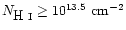 $N_{\mbox{H~{\sc i}}} \ge 10^{13.5} \ {\rm cm}^{-2}$