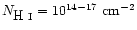 $N_{\mbox{H~{\sc i}}} = 10^{14-17}~{\rm cm}^{-2}$