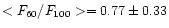 $<F_{60}/F_{100}>= 0.77\pm 0.33$
