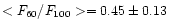 $< F_{60}/F_{100}>= 0.45\pm 0.13$