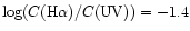 $\log (C({\rm H\alpha})/C({\rm UV})) =
-1.4$