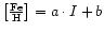 $\left[{\rm\frac{Fe}{H}}\right]=a\cdot I+b$