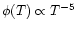 $\phi(T) \propto T^{-5}$