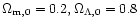 $\Omega _{\rm m,0}=0.2, \Omega _{\Lambda ,0}=0.8$