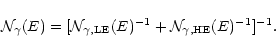 \begin{displaymath}\mathcal{N}_{\gamma}(E) =
[\mathcal{N}_{\gamma,{\rm LE}}(E)^{-1} +
\mathcal{N}_{\gamma,{\rm HE}}(E)^{-1}]^{-1}.
\end{displaymath}