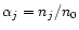 $\alpha_{j} = n_{j}/n_{0}$