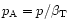 $p_{\rm A}=p/\beta
_{\rm T}$