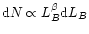 ${\rm d}N\propto L_B^\beta {\rm d}L_B$
