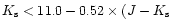 $K_{\rm s} <
11.0-0.52\times(J-K_{\rm s}$