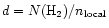 $d=N({\rm H}_2)/n_{\rm local}$