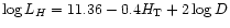 $\log L_H = 11.36 - 0.4H_{\rm T} +2\log D$