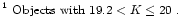 $\textstyle \parbox{6cm}{
\footnotesize{$^1$\space Objects with $19.2<K\leq20$ }.}$
