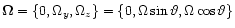 $\vec\Omega = \{0,\Omega_y,\Omega_z \}
= \{0, \Omega\sin\vartheta, \Omega\cos\vartheta\}$
