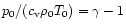$p_0/(c_{\rm v}\rho_0T_0)=\gamma-1$