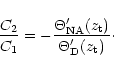 \begin{displaymath}\frac{C_2}{C_1}=-\frac{\Theta'_{\rm NA}(z_{\rm t})}{\Theta'_{\rm D}(z_{\rm t})}\cdot
\end{displaymath}