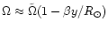 $\Omega
\approx \tilde{\Omega}(1- \beta y/R_{\odot})$