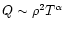 $Q\sim \rho^2
T^{\alpha}$