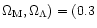 $\Omega_{\rm M},\Omega_\Lambda)=(0.3$