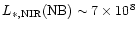 $L_{\ast,\rm NIR}({\rm NB}) \sim 7\times 10^8$