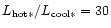 $L_{\rm hot\ast}/L_{\rm cool\ast} = 30$