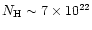 $N_{\rm H} \sim 7\times 10^{22}$
