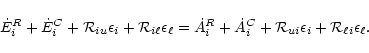 \begin{displaymath}%
\dot{E}_{i}^{R}+\dot{E}_{i}^{C}+{\cal R}_{iu}\epsilon_{i}+
...
...cal R}_{ui} \epsilon_{i}
+{\cal R}_{\ell i} \epsilon_{\ell}.
\end{displaymath}