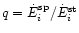 $q = \dot{E}^{\rm sp}_{i}/\dot{E}^{\rm st}_{i}$