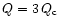 $Q=3\,Q_{\rm c}$