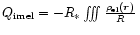 $Q_{\rm imel}=-R_\ast
\int\!\!\!\int\!\!\!\int \frac{\rho_{\rm el}(\vec{r})}{R} \,$
