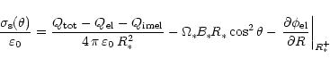 \begin{displaymath}\frac{\sigma_{\rm s}(\theta)}{\varepsilon_0} =
\frac{Q_{\rm ...
...{\partial \phi_{\rm el}}{\partial R}
\right\vert _{R_\ast^+}
\end{displaymath}