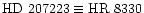 $\rm HD~207223\equiv HR~8330$