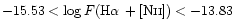 $-15.53 < \log
F(\mbox{H}\alpha\, + \mbox{[N{\sc ii}]}) < -13.83$