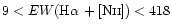 $9 <
EW(\mbox{H}\alpha \,+ \mbox{[N{\sc ii}]}) < 418$