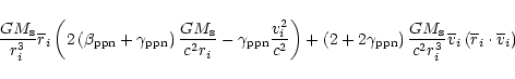 \begin{displaymath}\frac{GM_{\rm s}}{r^{3}_{i}}\overline{r}_{i}\left( 2\left( \b...
...ine{v}_{i}\left( \overline{r}_{i}\cdot \overline{v}_{i}\right)
\end{displaymath}